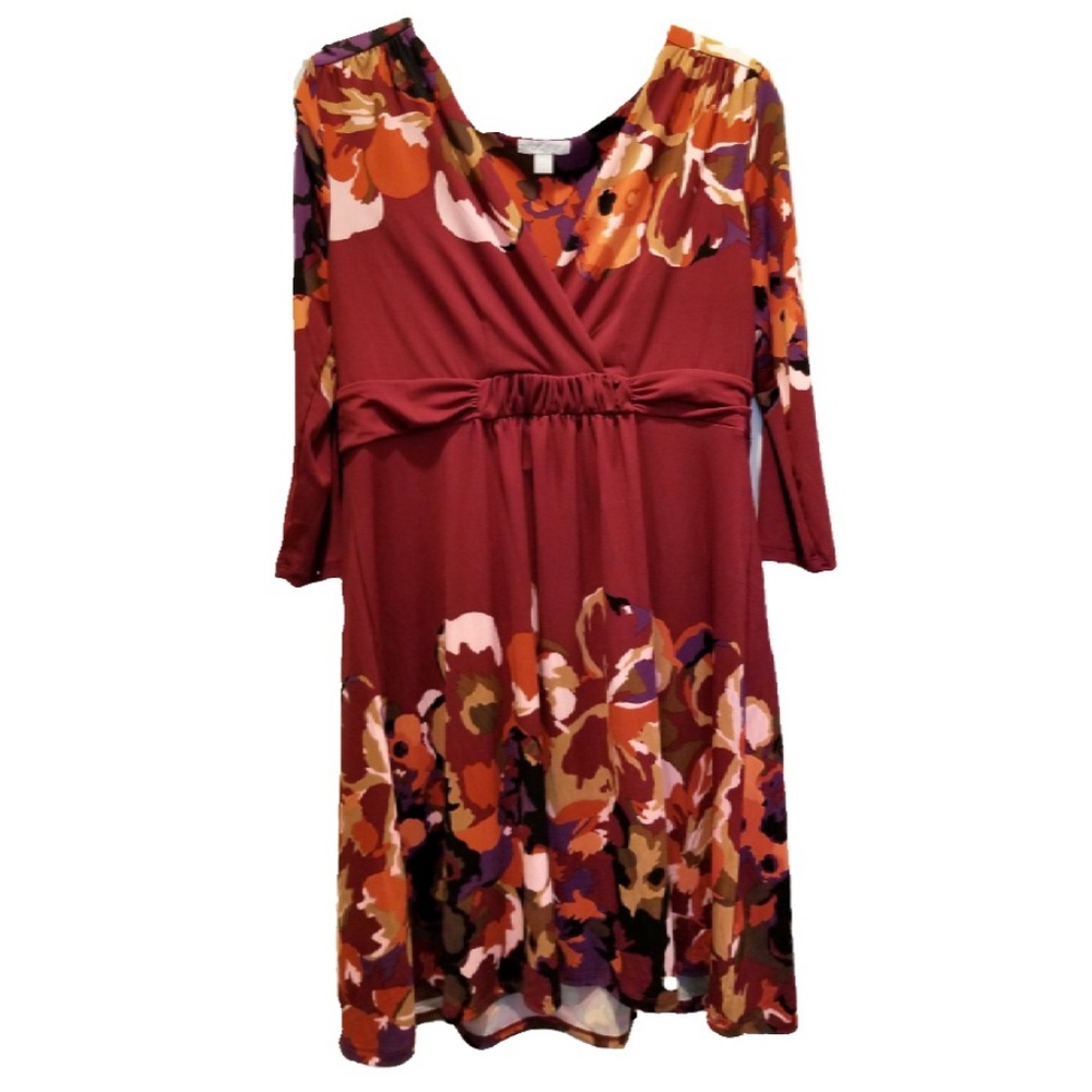 NY&C Burgundy Dress with 3/4 sleeve